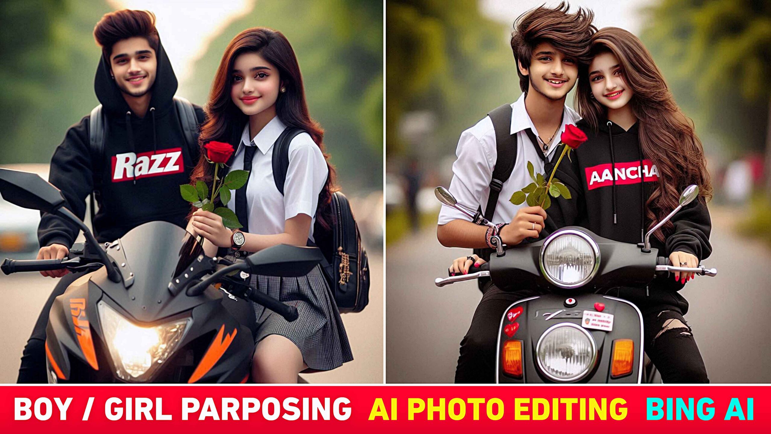 Boy And Girl Parposing Ai Photo Editing | Bing Image Creator