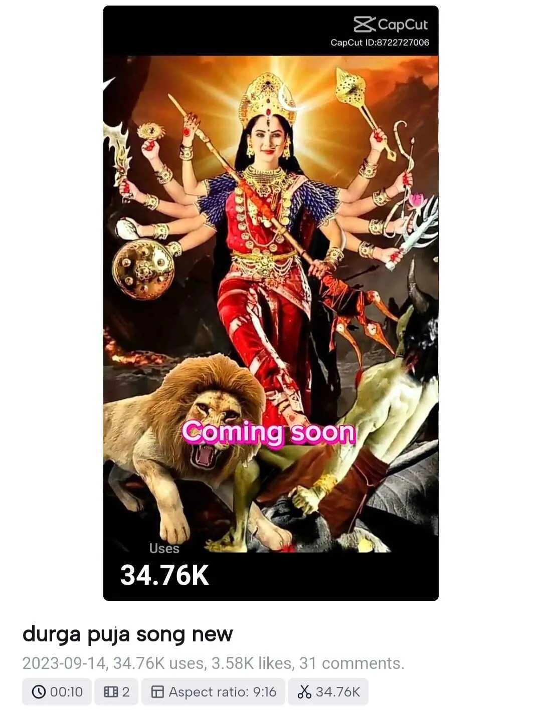 Navratri Capcut Template 2024