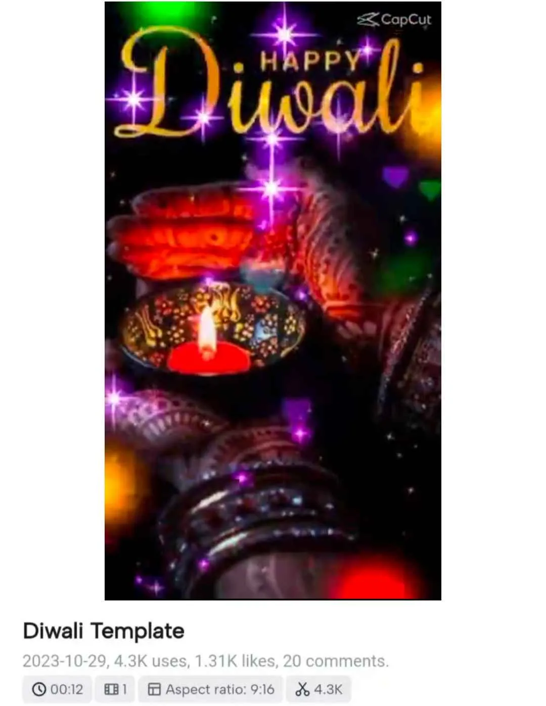 Diwali Capcut Template 2024