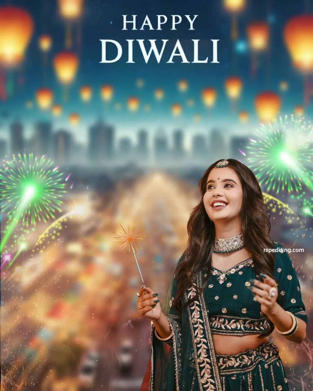 Happy Diwali Girl Background