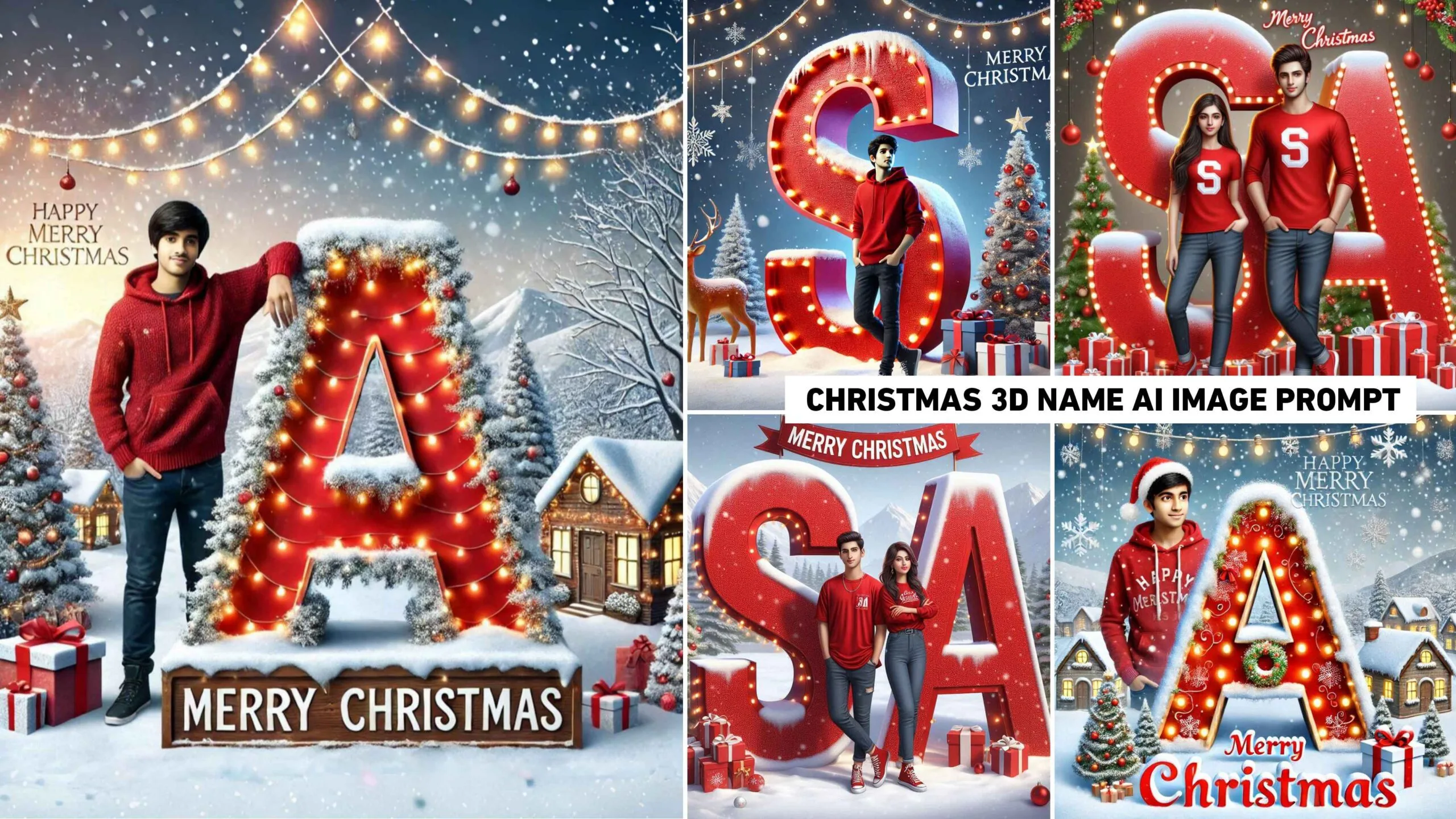 Christmas 3d Name Art Ai Photo Editing | Bing Ai Image Prompt