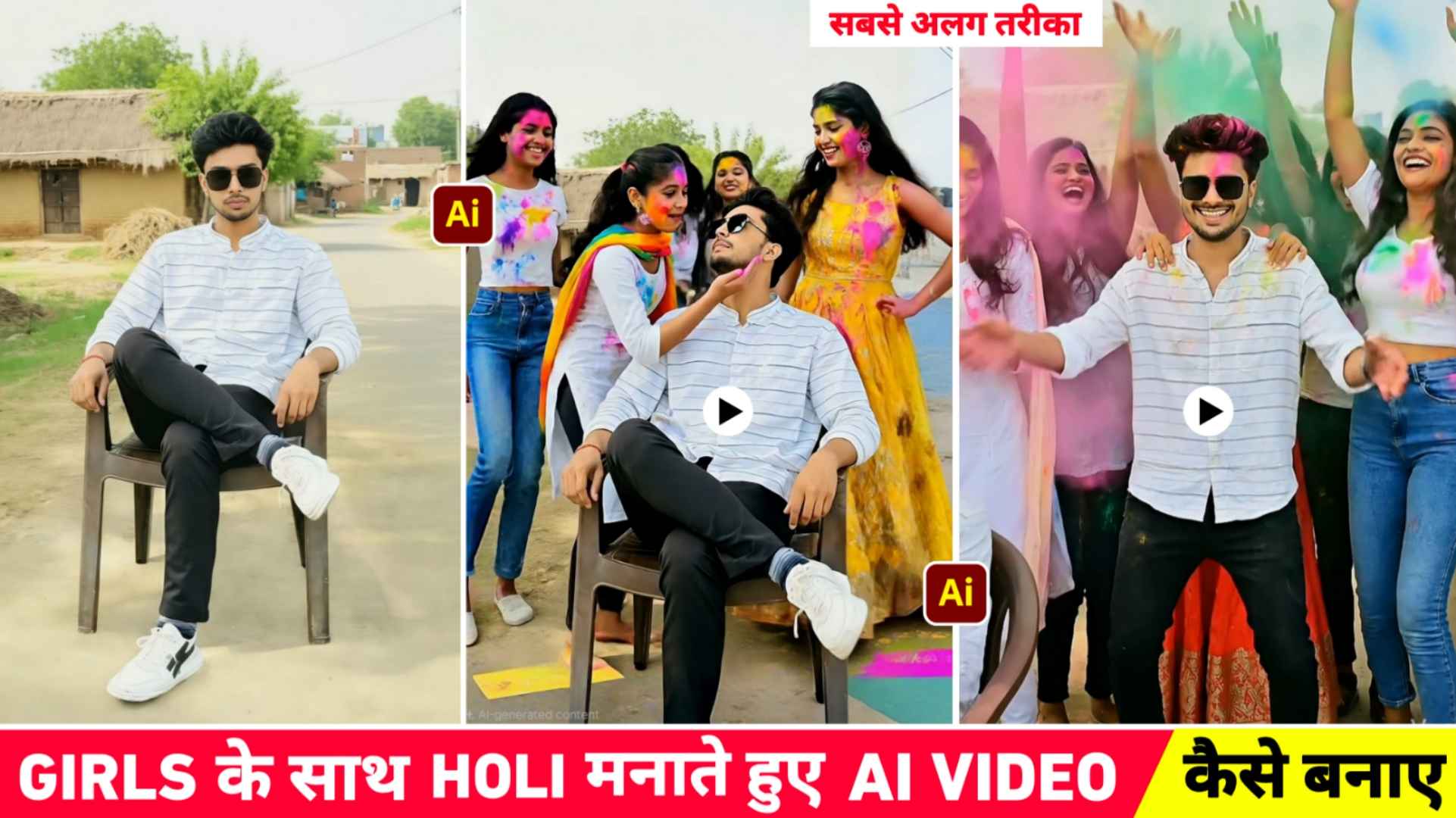 Boy Holi Celebration With Girls Ai Video Editing 2026
