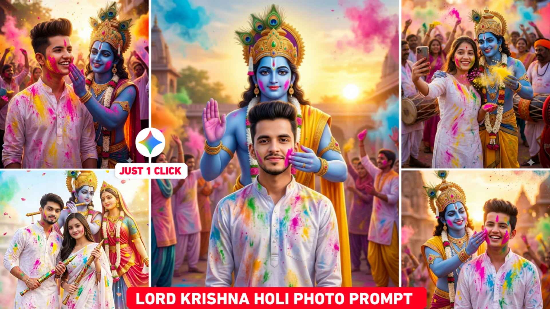 Lord Krishna Holi Ai Photo Editing Prompts | Gemini Ai
