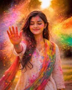 Girl holi photo editing