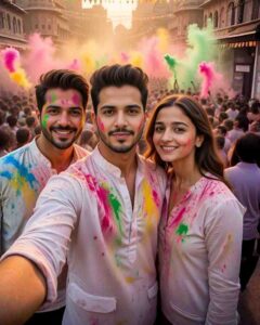 Celebrity selfie holi ai video editing