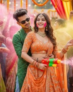 Holi couple photo prompt