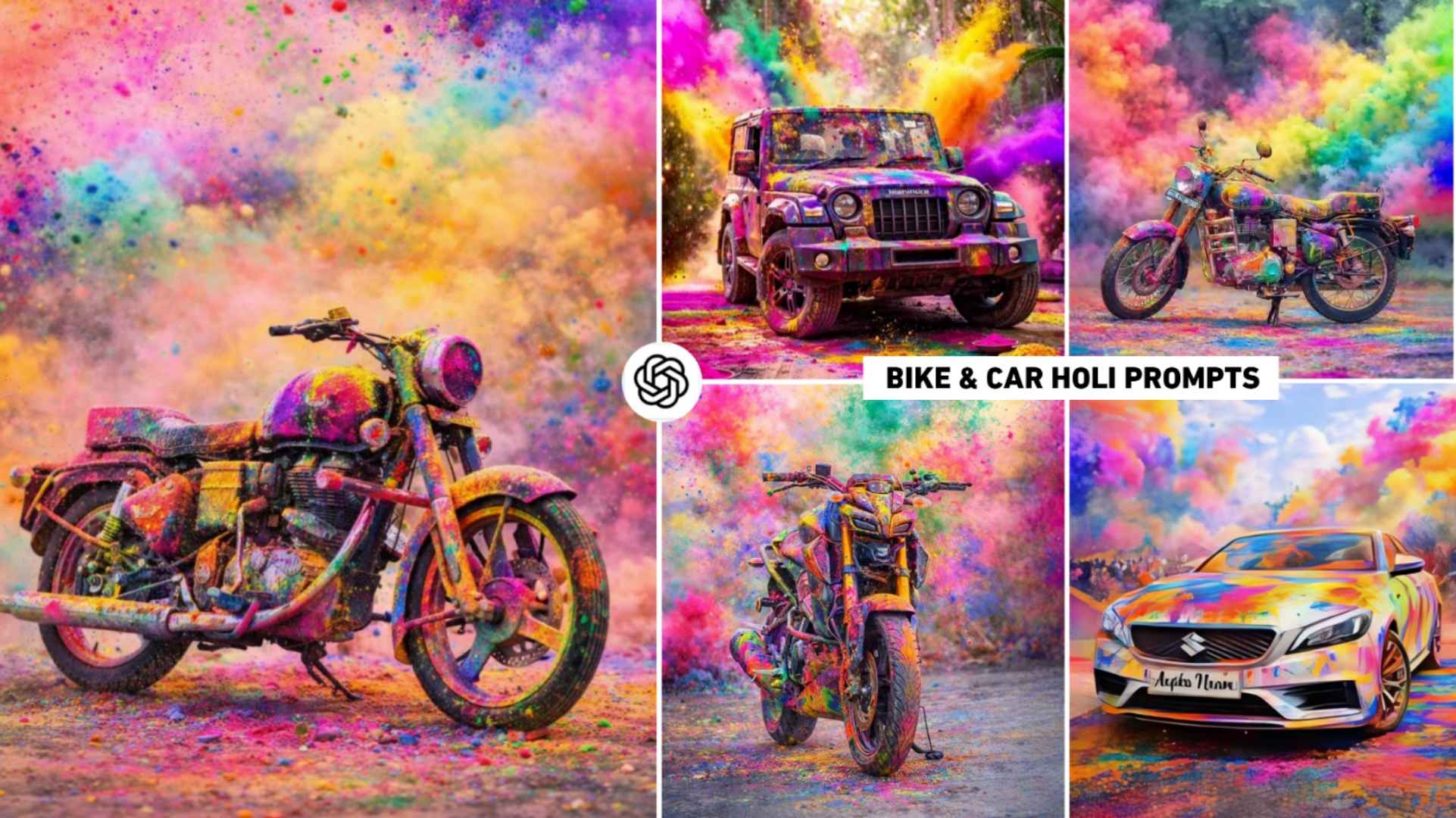Bike & Car Holi Ai Photo Editing Prompts | Chatgpt Holi Prompt