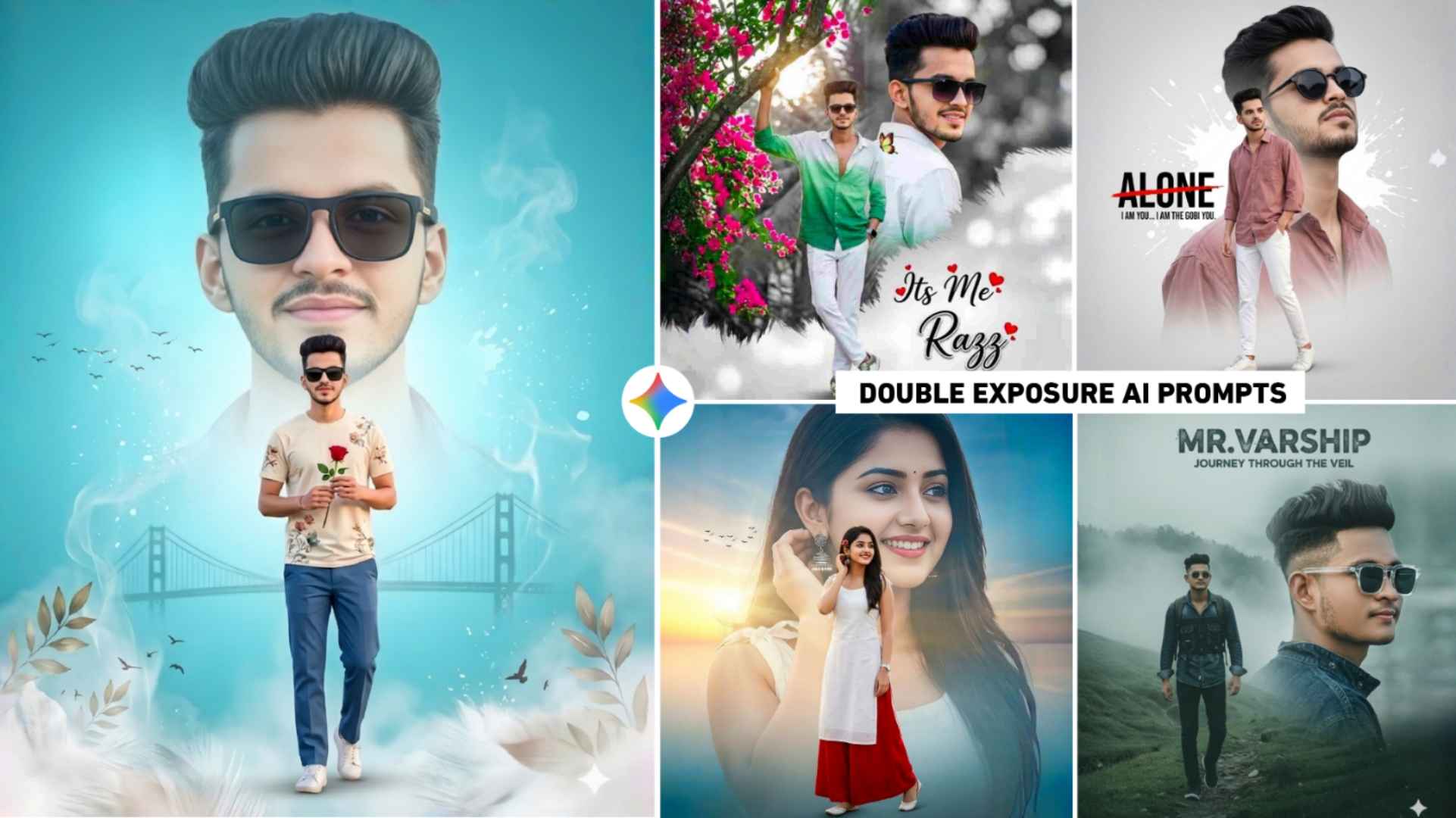 Gemini Boy And Girl Double Exposure Ai Photo Editing Prompts