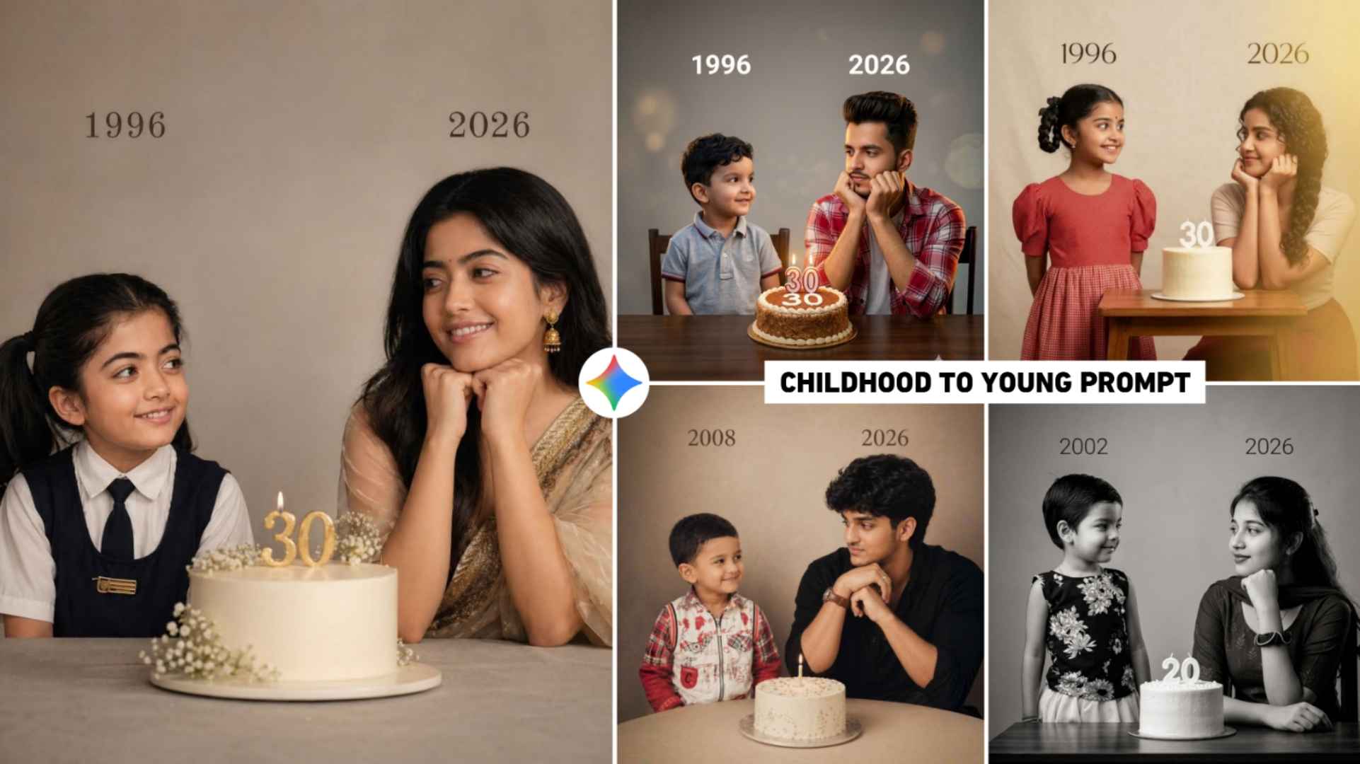 Gemini Childhood To Young Ai Photo Editing Prompts | Birthday Prompt