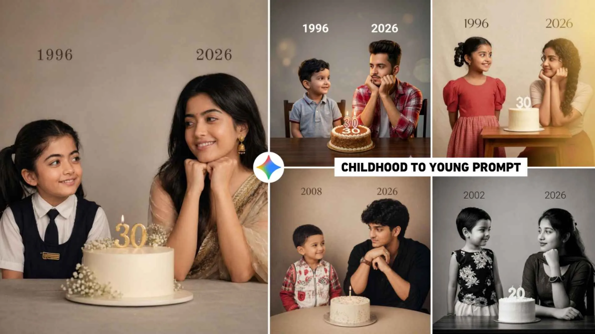 Gemini Childhood To Young Ai Photo Editing Prompts | Birthday Prompt