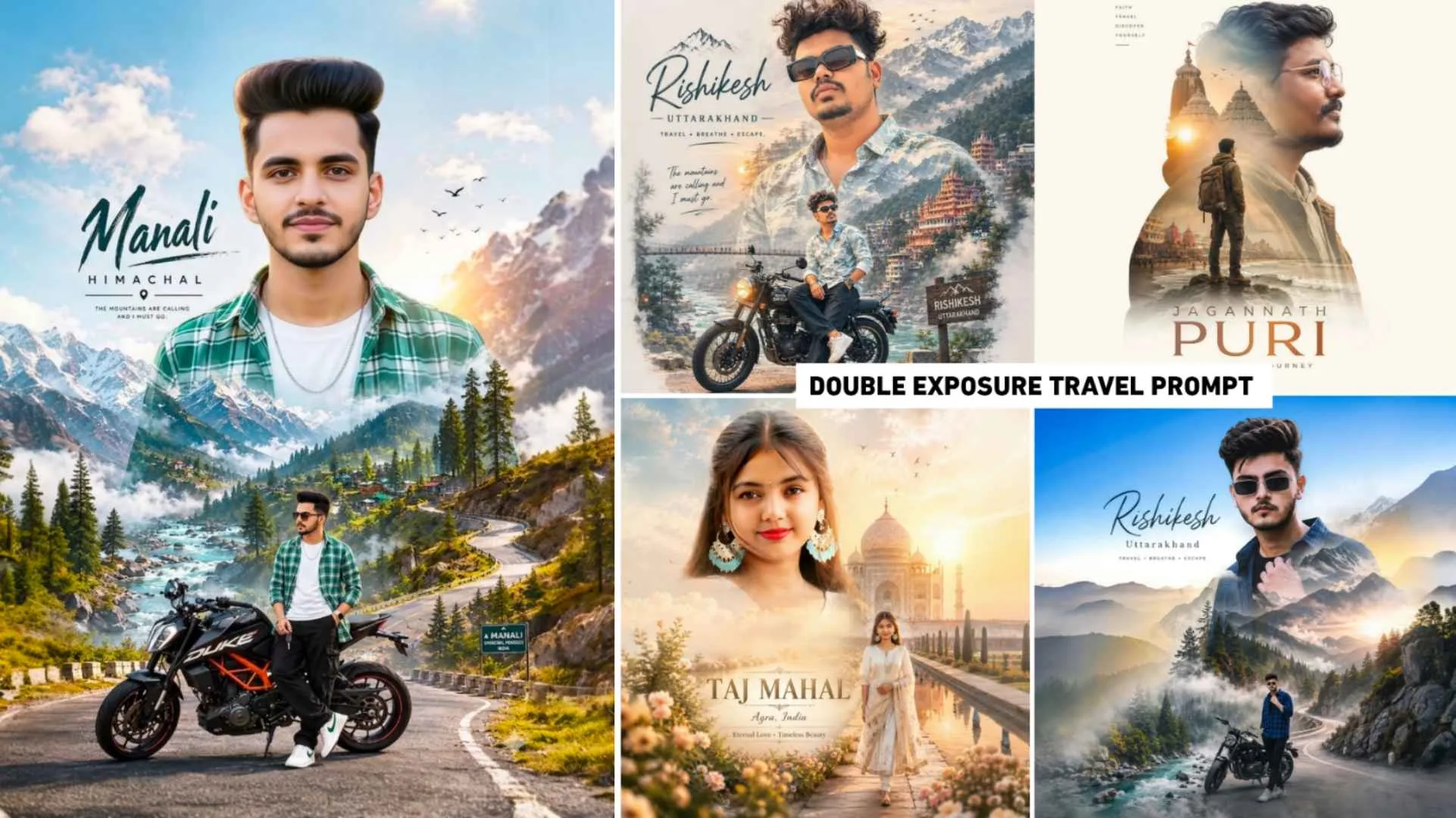 Double Exposure Travel Trip Ai Photo Editing Prompts | Chatgpt Ai