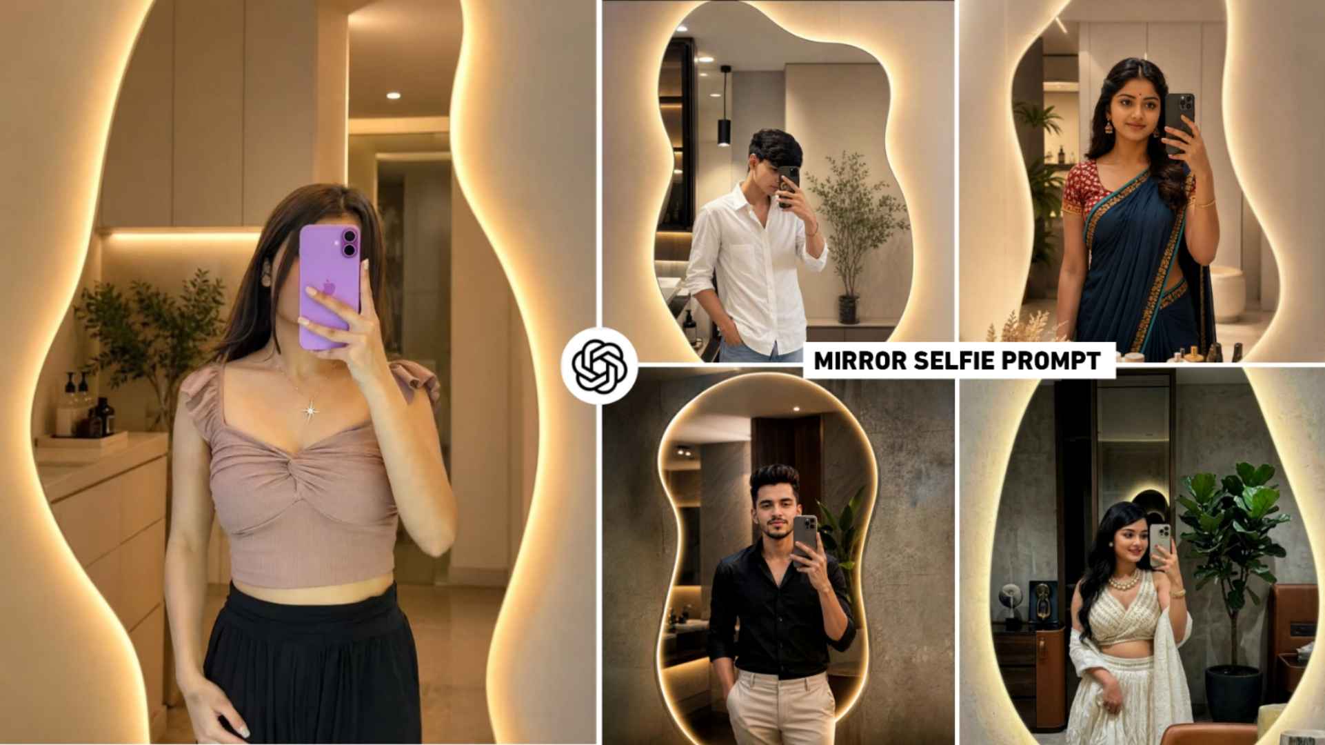 Glowing Mirror Selfie Ai Editing Prompts | Mirror Selfie Prompt