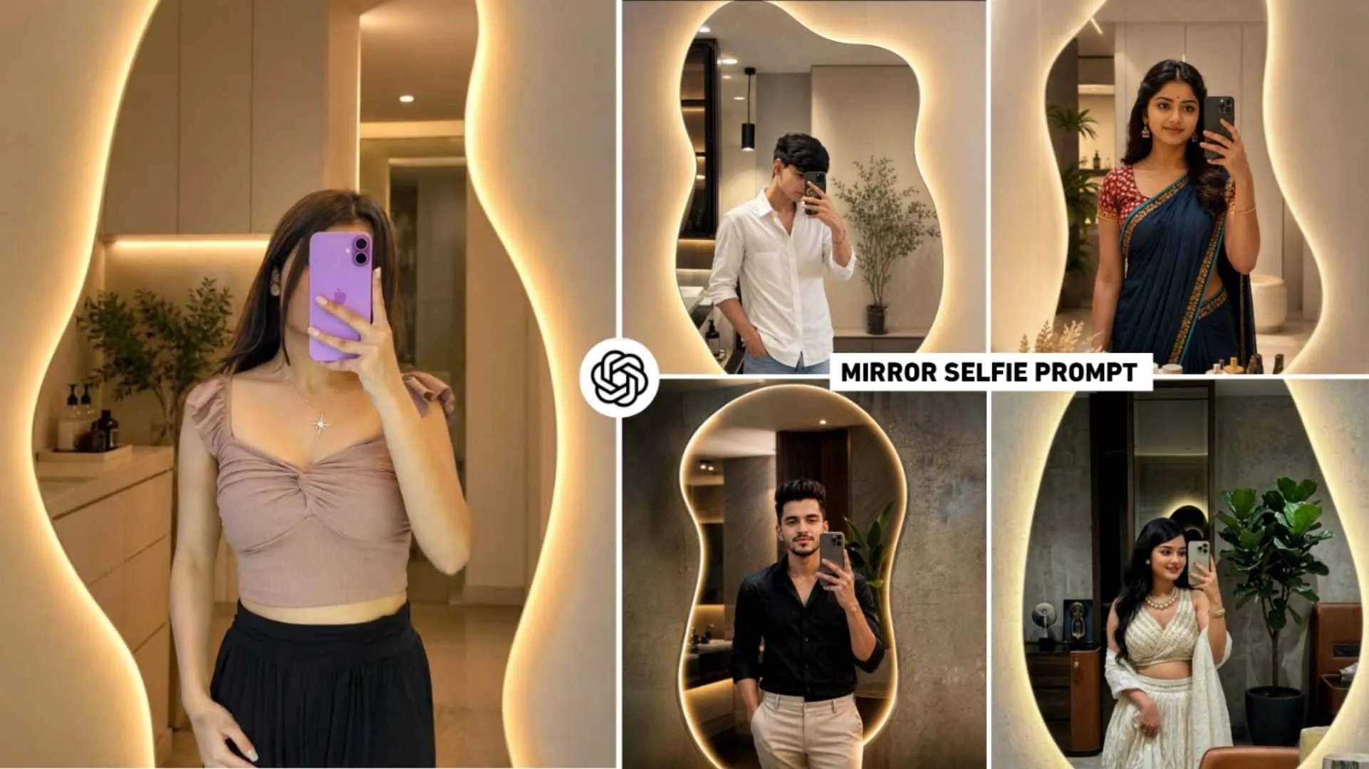 Glowing Mirror Selfie Ai Editing Prompts | Mirror Selfie Prompt