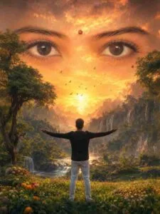 Girl Eyes In Sky Prompt