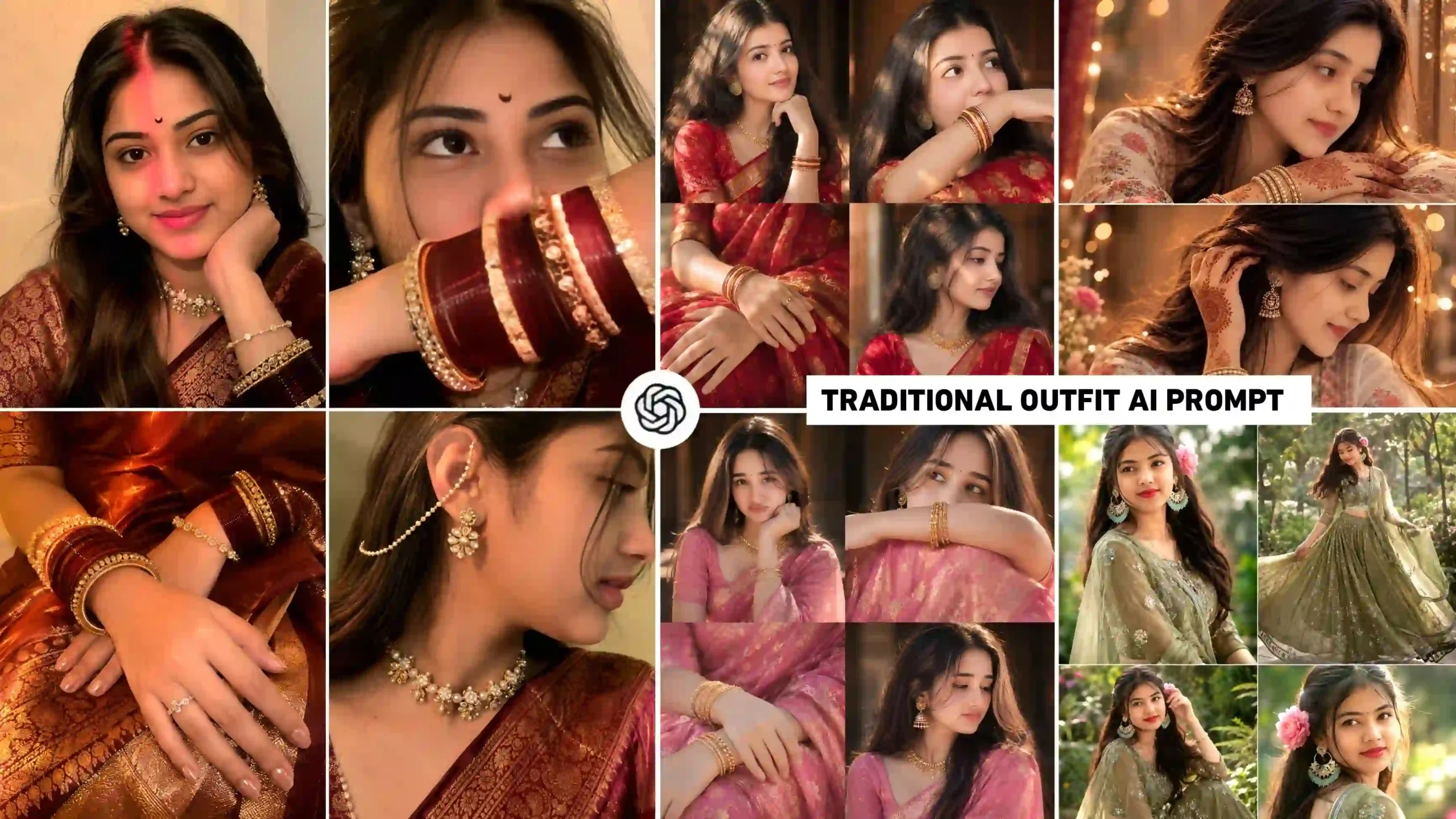 Girl Traditional Outfit Ai Photo Editing Prompt | Chatgpt Ai Prompt