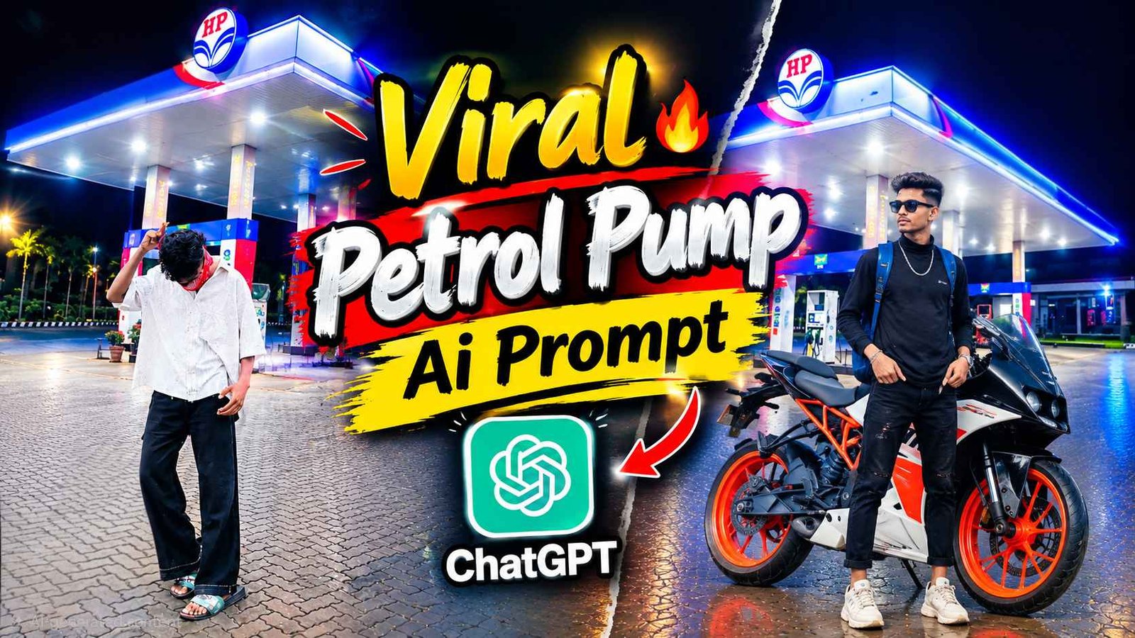 Night Petrol Pump Ai Photo Editing Prompt | New Trend Prompt