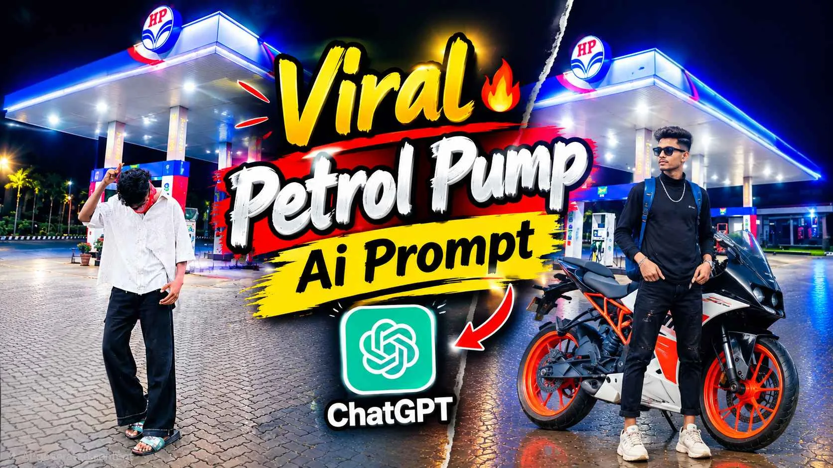 Night Petrol Pump Ai Photo Editing Prompt | New Trend Prompt